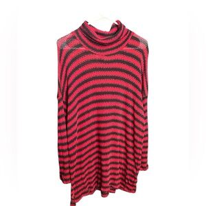 Intro. Red and Black Striped Turtleneck Sweater